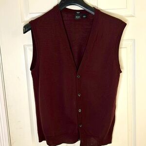 HUGO BOSS - Slim fit - Large- Plum purple- Fine Merino S/L Cardigan Sweater